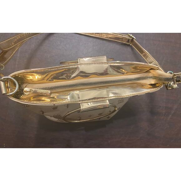 Baby Phat Rose Gold Logo Print Shoulder Bag Ring Handles & Strap Y2K Vintage - Picture 8 of 14